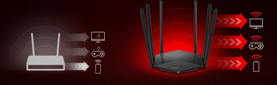 Router Mercusys MR50G Czarny połączny z innymi urządzeniami