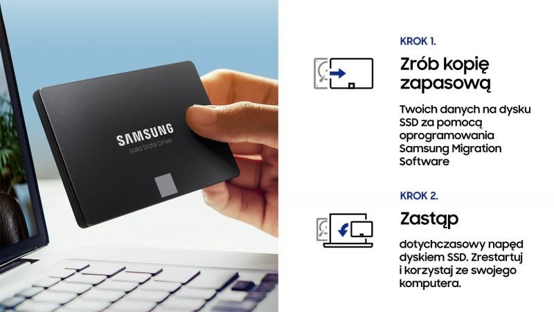 Dysk SSD Samsung 870 EVO MZ-77E250B 250GB SATA widok na przód od lewej strony