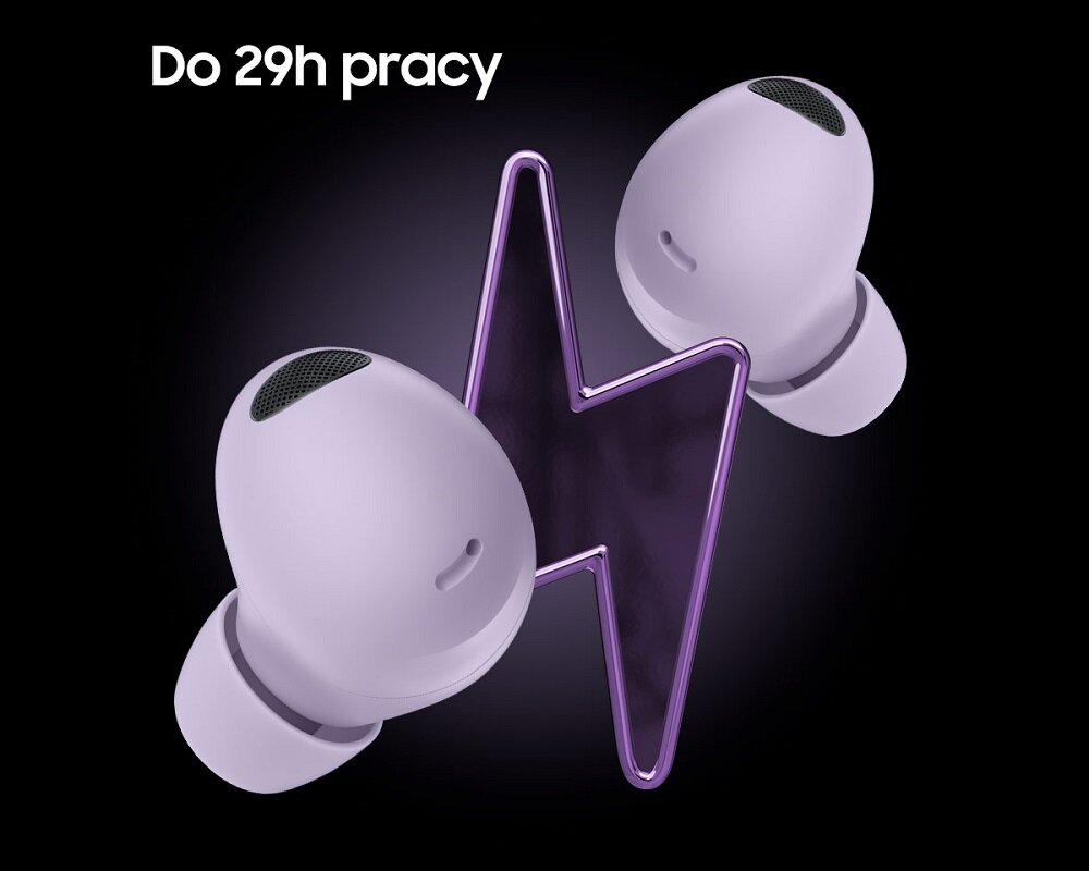 Słuchawki Samsung Galaxy Buds2 Pro SM-R510NZWAEUE widok na dwie słuchawki pod skosem