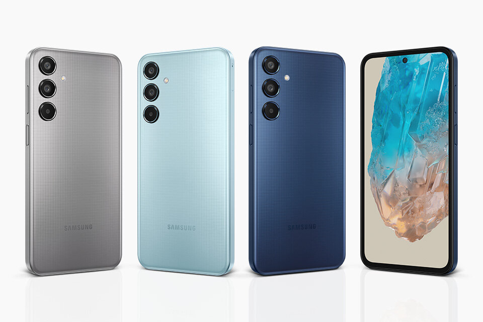 Smartfon Samsung Galaxy M35 5G grafika przedstawia gamę kolorystyczną urządzeń