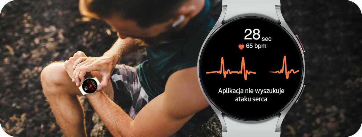 Smartwatch Samsung Galaxy Watch 6 SM-R945FZ LTE 44mm srebrny pokazany monitor pracy serca na wyświetlaczu zegarka