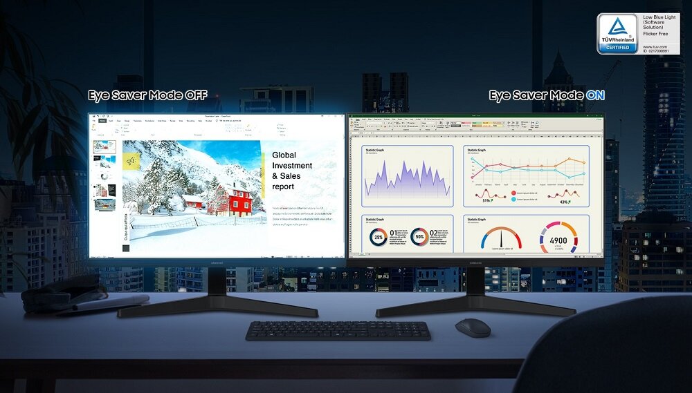 Monitor Samsung LS24C312EAUXEN 24 widok na dwa ekrany i technologie ochrony wzroku