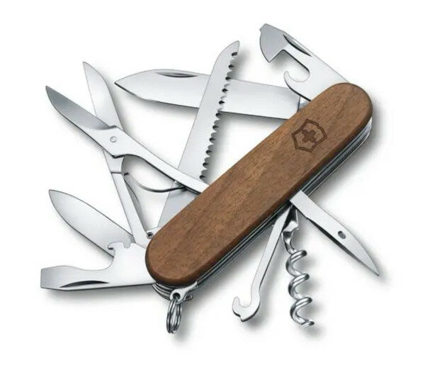 Scyzoryk Victorinox Huntsman z drewna drzewa orzechowego frontem