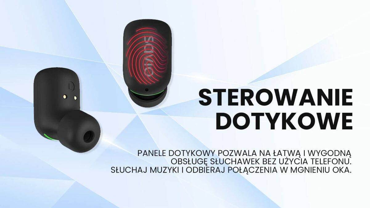 Słuchawki bezprzewodowe Savio TWS-09 panel dotykowy na słuchawce