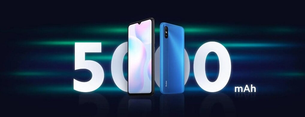 Smartfon Xiaomi Redmi 9A na tle liczby 5000