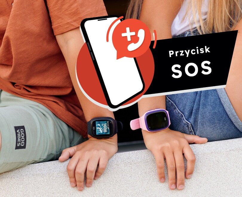 Smartwatch Garett Kids Rock 4G RT różowy prezentacja przycisku SOS