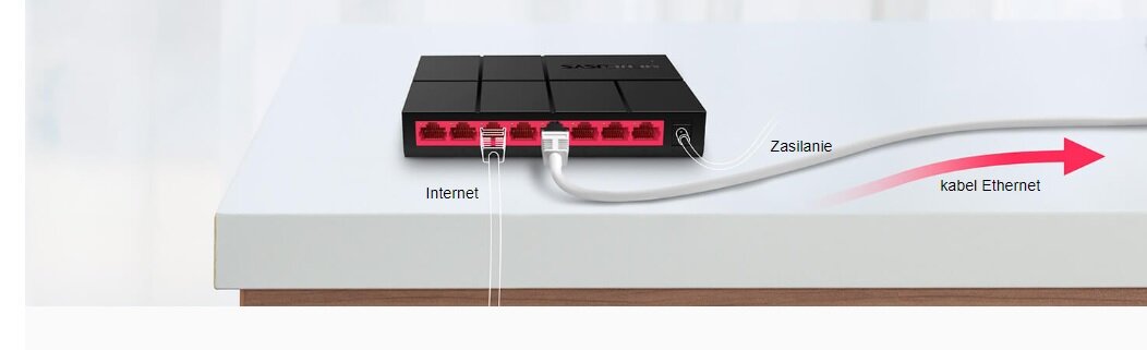 Switch Mercusys MS108G - schemat podłączania urządzenia