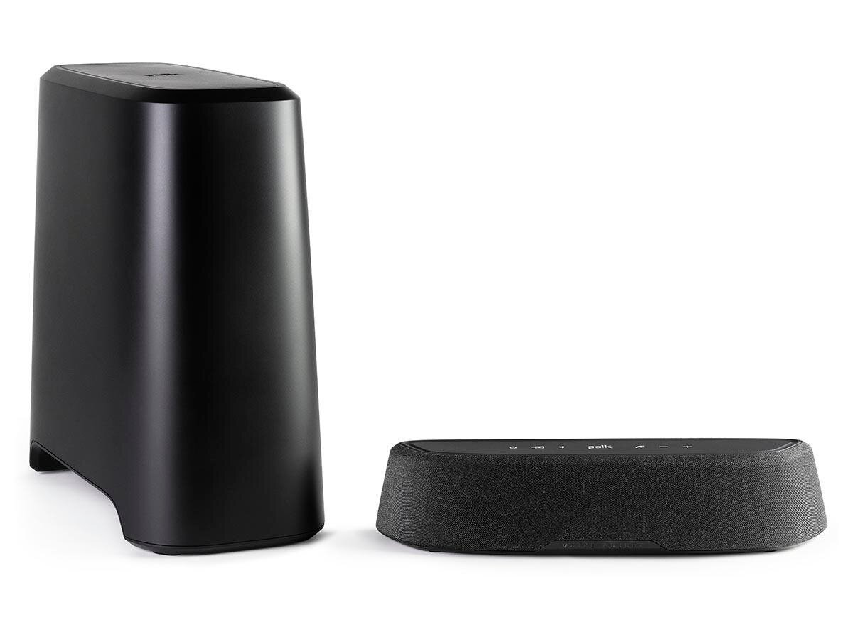 Soundbar Polk Audio Magnifi Mini AX na białym tle na białym tle