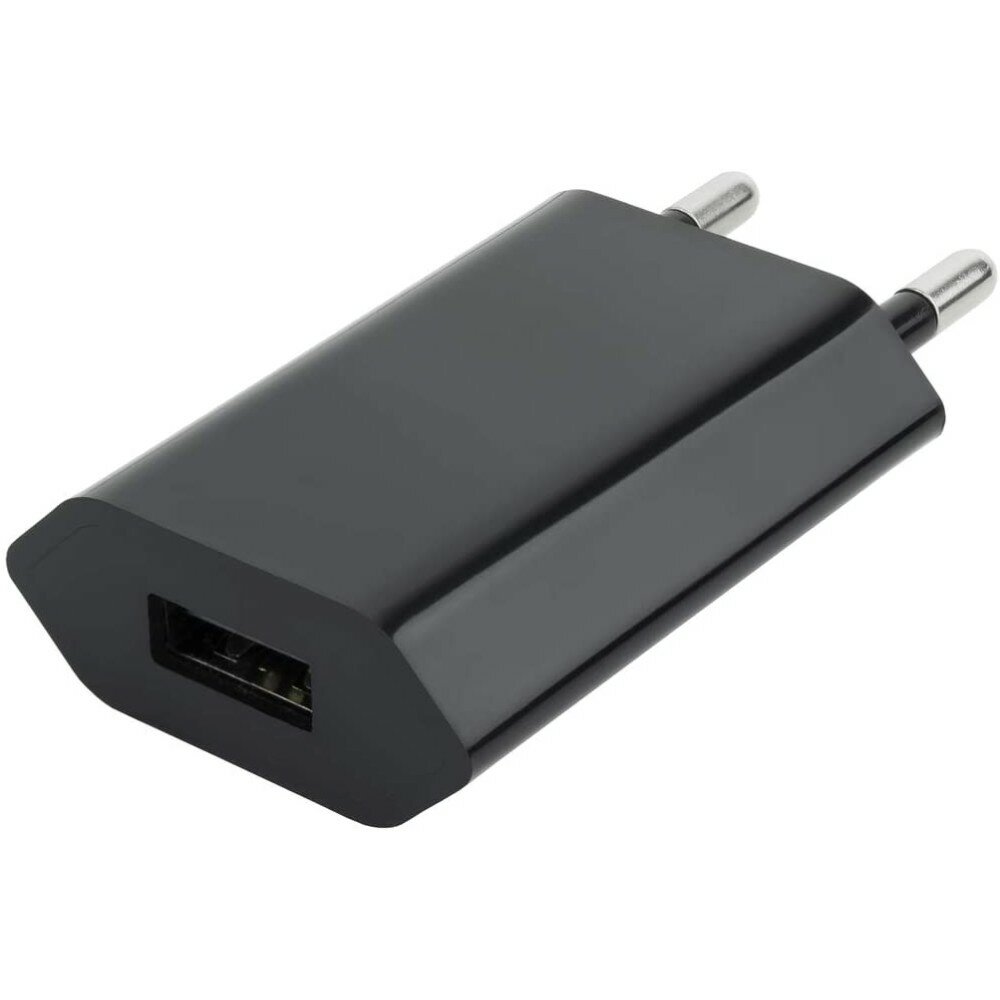 Ładowarka sieciowa Techly IPW-USB-ECBKG 1A widoczna tyłem pod skosem prawym bokiem