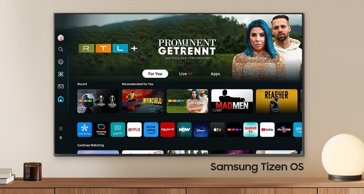 Telewizor Samsung Q77D 4K QLED 55'' grafika przedstawia menu systemu operacyjnego