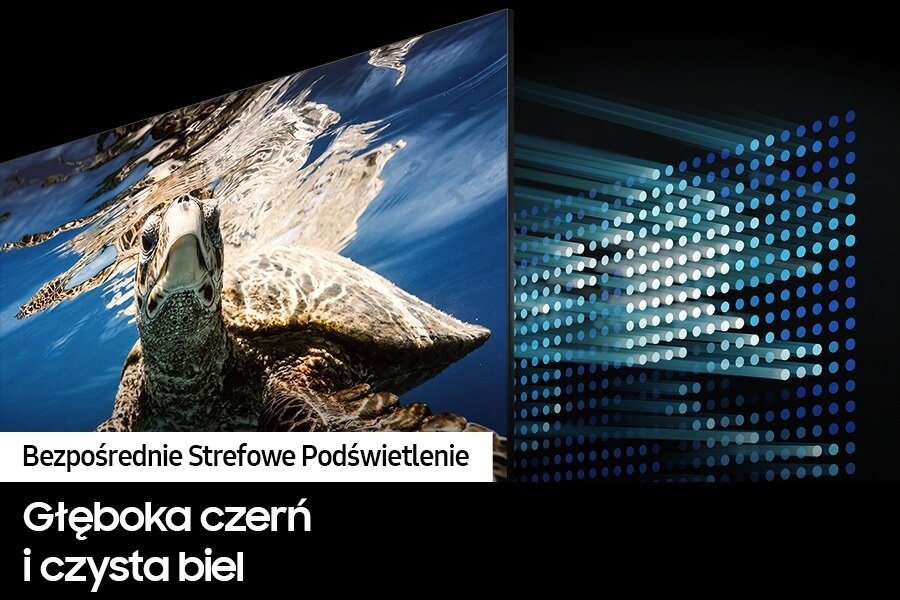 Telewizor Samsung QE85Q80CATXXH 85” QLED 4K widok na grafike przedstawiającą detale,ostrość i nasycone kolory