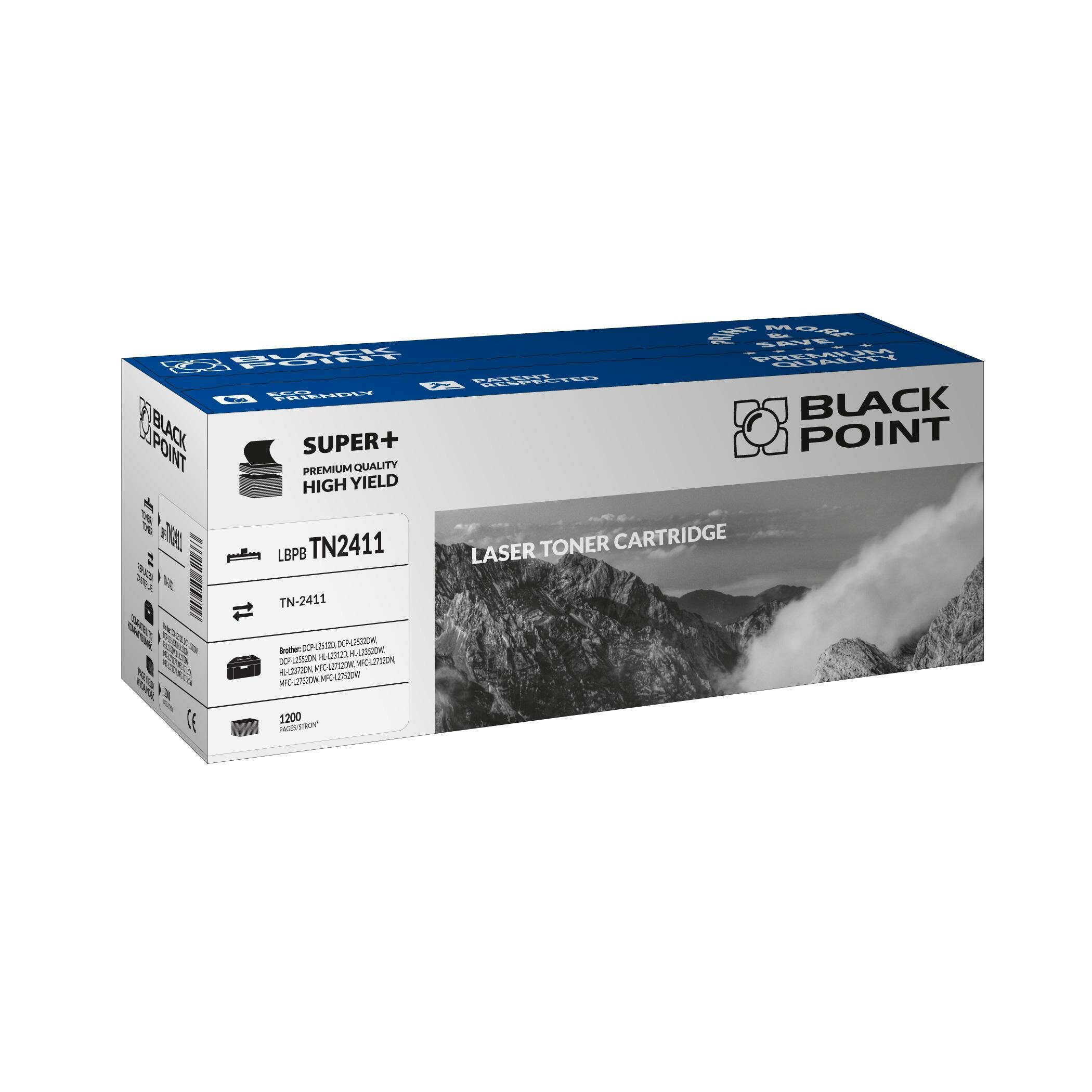 Toner laserowy Black Point Super Plus LBPBTN2411 widok pod kątem na opakowanie