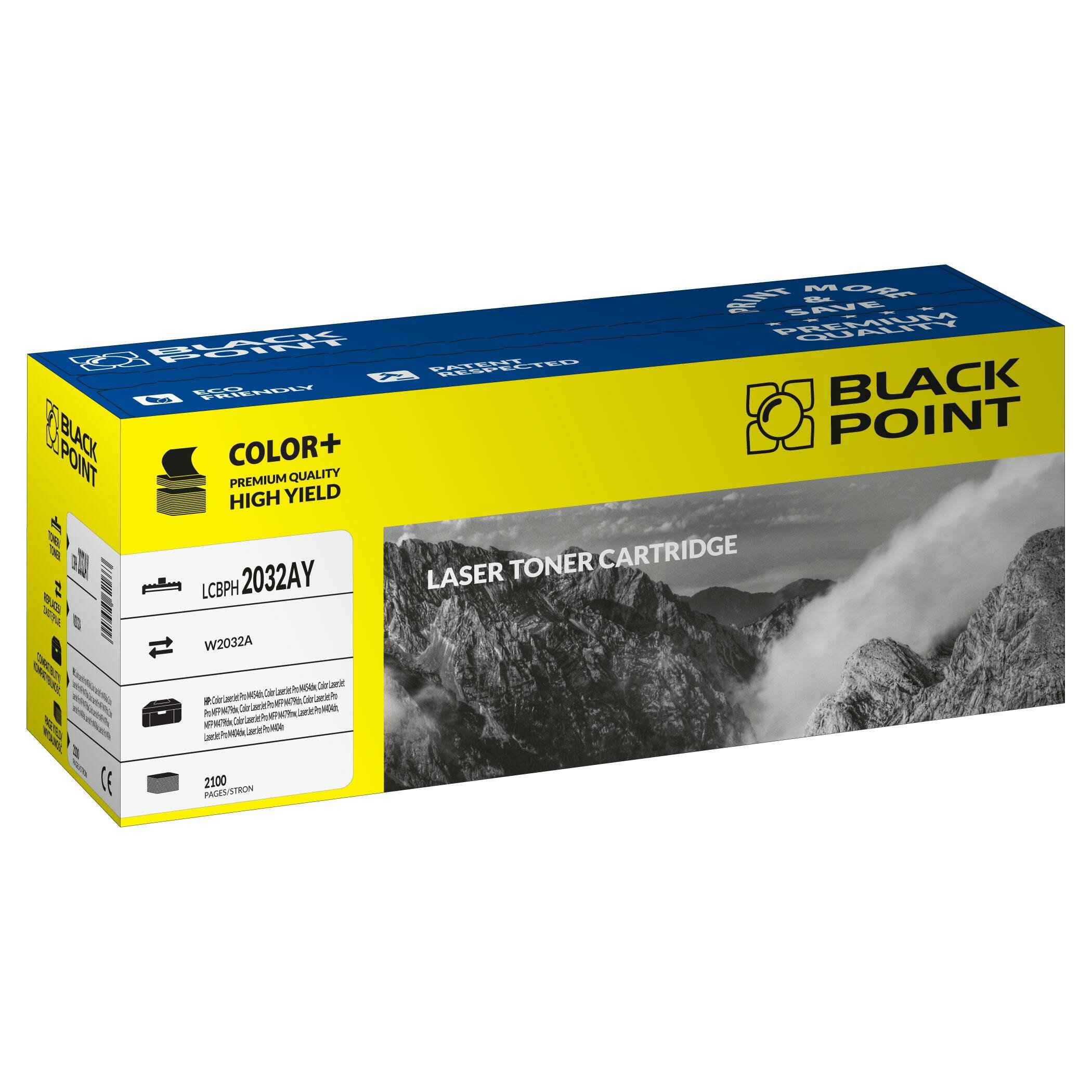 Toner laserowy Black Point LCBPH2032AY widok pod kątem na opakowanie