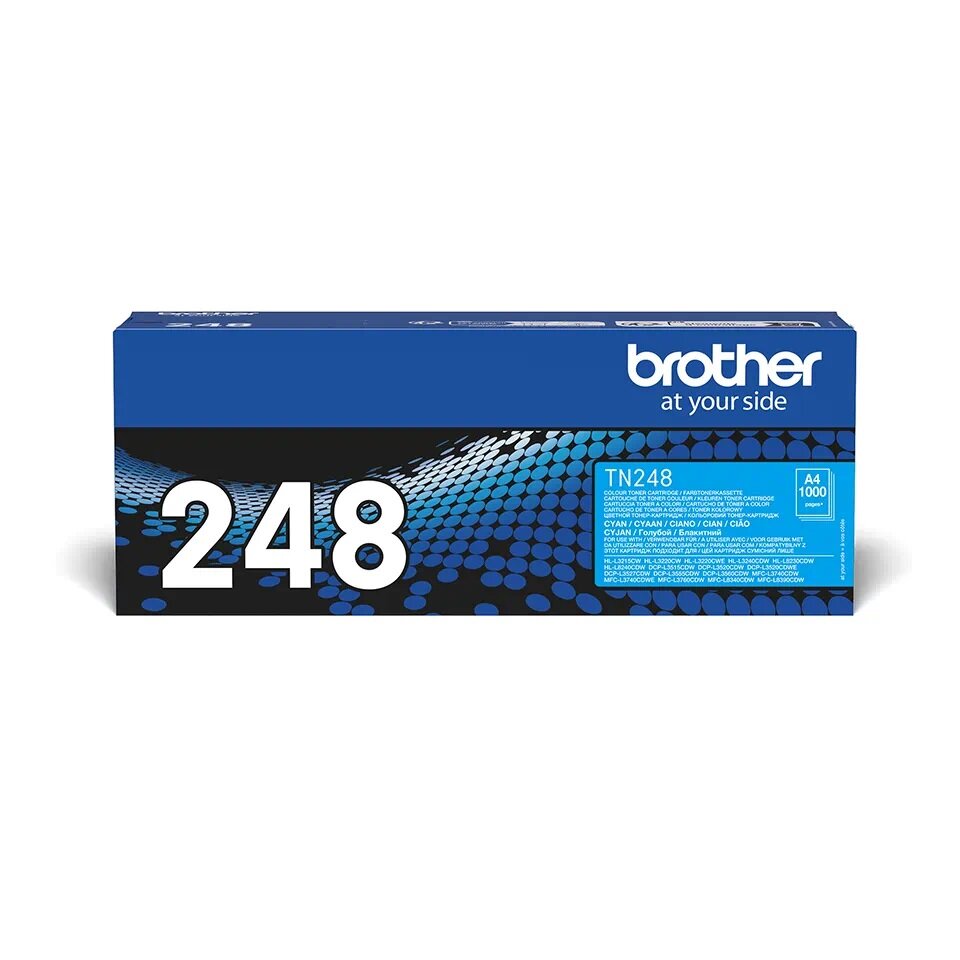 Toner Brother TN-248C cyjan widok na opakowanie tonera od przodu