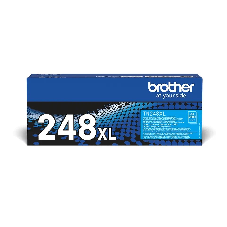 Toner Brother TN-248XLC cyjan widok na opakowanie tonera od przodu