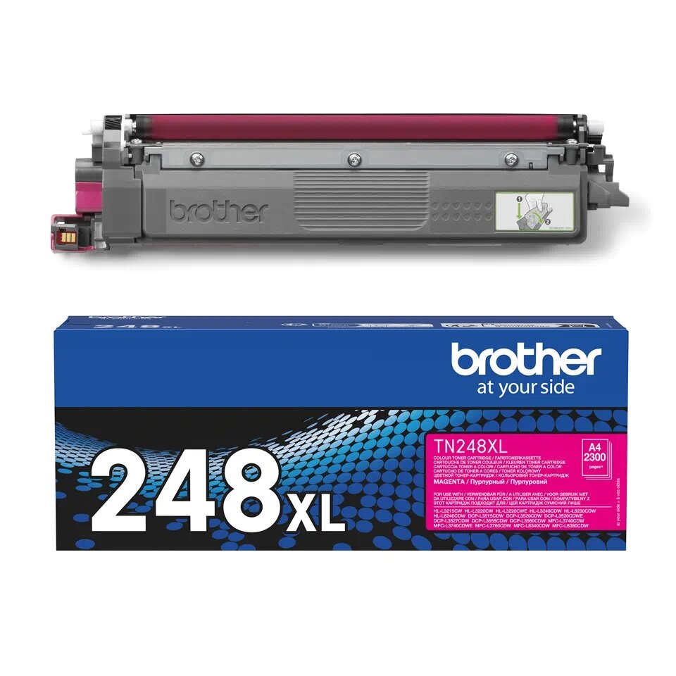 Toner Brother TN-248XLM magenta widok tonera i opakowania od przodu