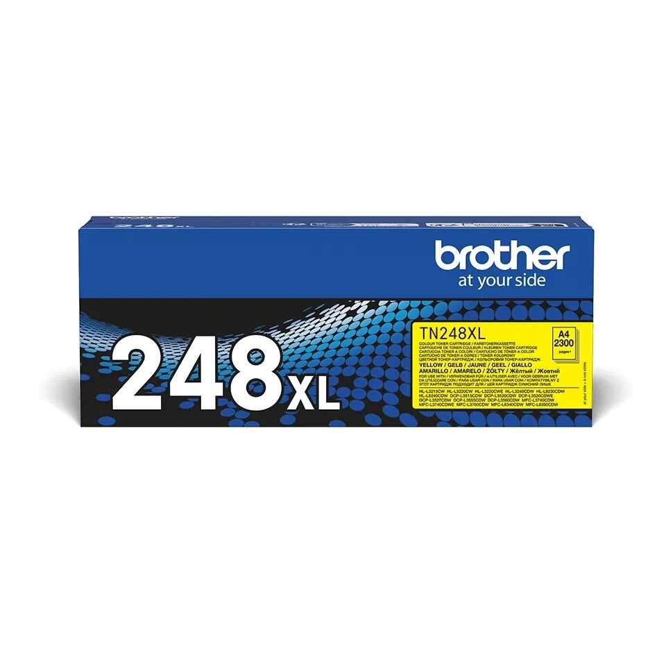 Toner Brother TN-248XLY żółty widok na opakowanie tonera od przodu