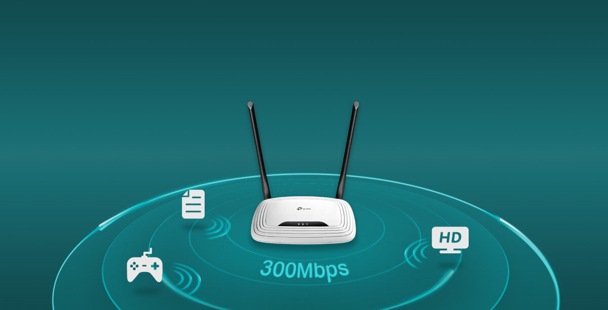 Bezprzewodowy router TP-Link TL-WR841N jest pokazany zasięg i połączenie