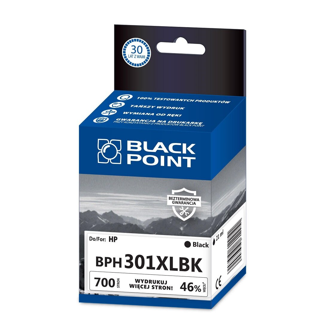  Kartridż atramentowy Black Point BPH301XLBK black czarny frontem 