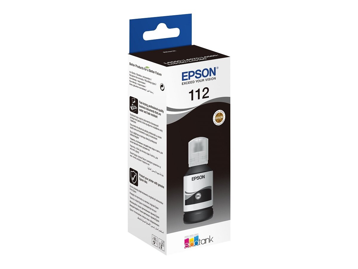 Epson Tusz EcoTank 112 Czarny w opakowaniu, widok pod skosem