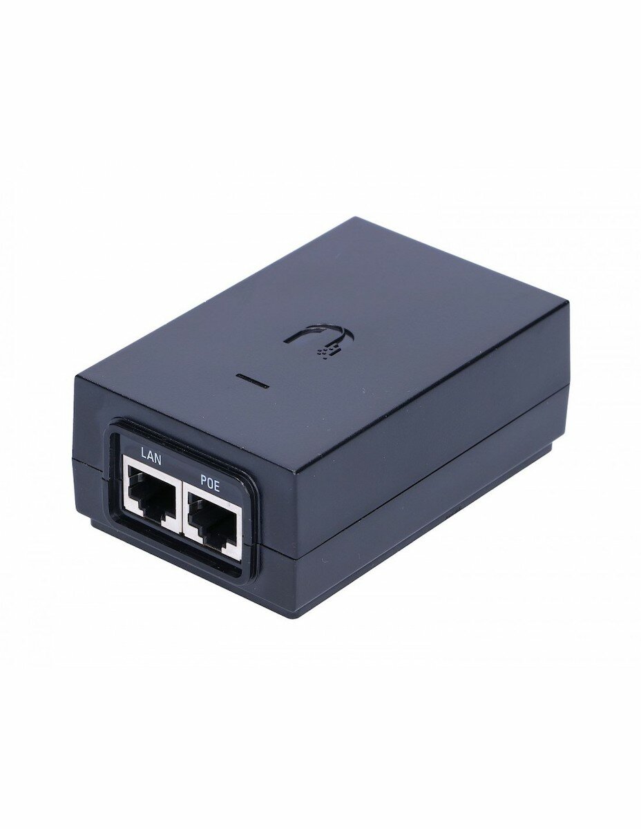 Zasilacz PoE Ubiquiti POE-48-24W 2x RJ45 widoczny pod skosem