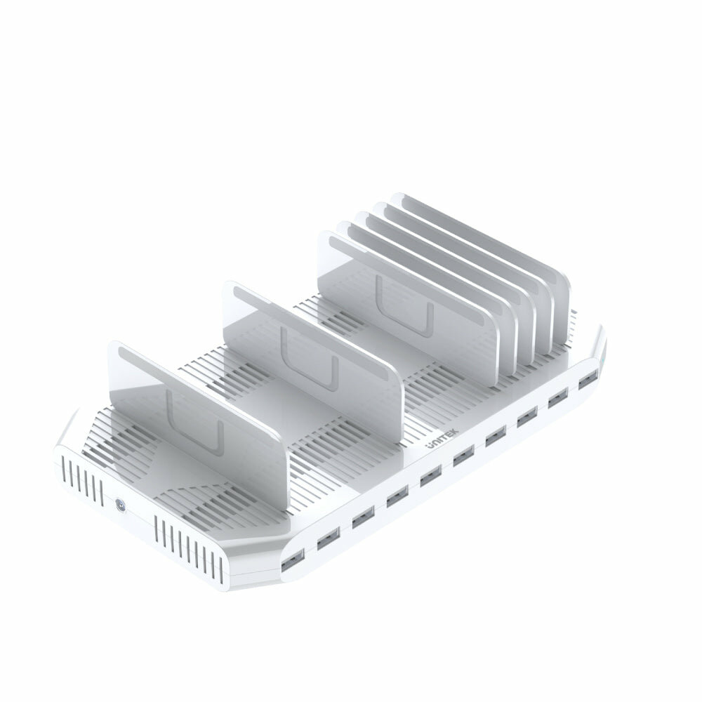 Stacja dokująca Unitek Y-2172 10xUSB 2.4A widoczna bokiem