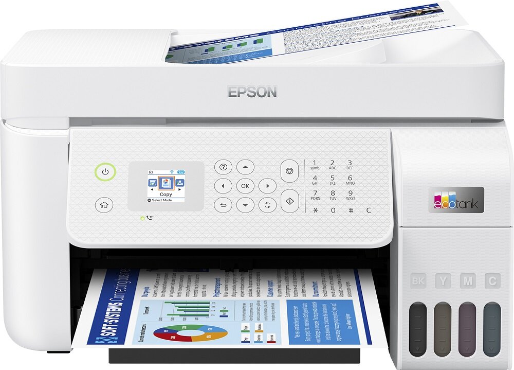 Urządzenie wielofunkcyjne Epson EcoTank L5296 widok na urządzenie od frontu