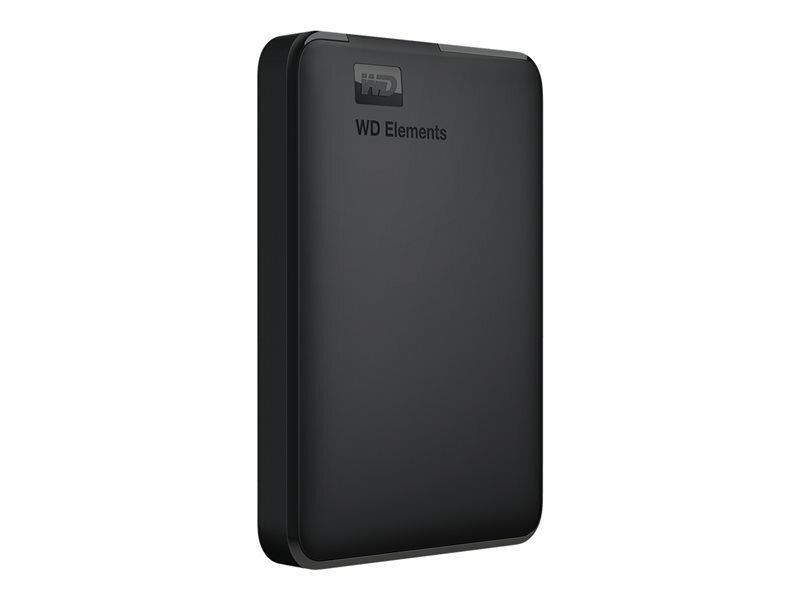 Dysk zewnętrzny Western Digital Elements™ WDBU6Y0050BBK-WESN 5TB czarny widok na przód dysku od lewej strony