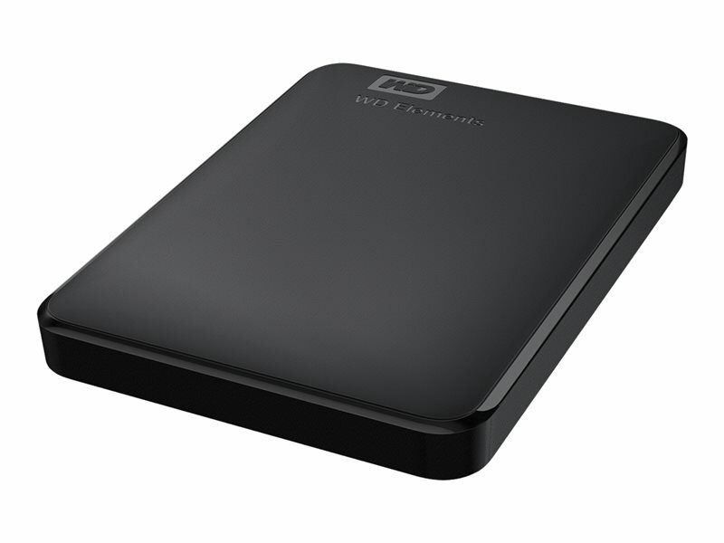 Dysk zewnętrzny Western Digital Elements™ WDBU6Y0050BBK-WESN 5TB czarny widok od góry pod kątem na przód dysku