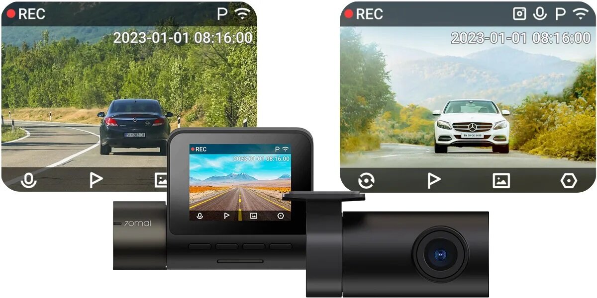 Wideorejestrator 70Mai Dash Cam A200 HDR + RC11 widok z kamery przedniej i tylnej