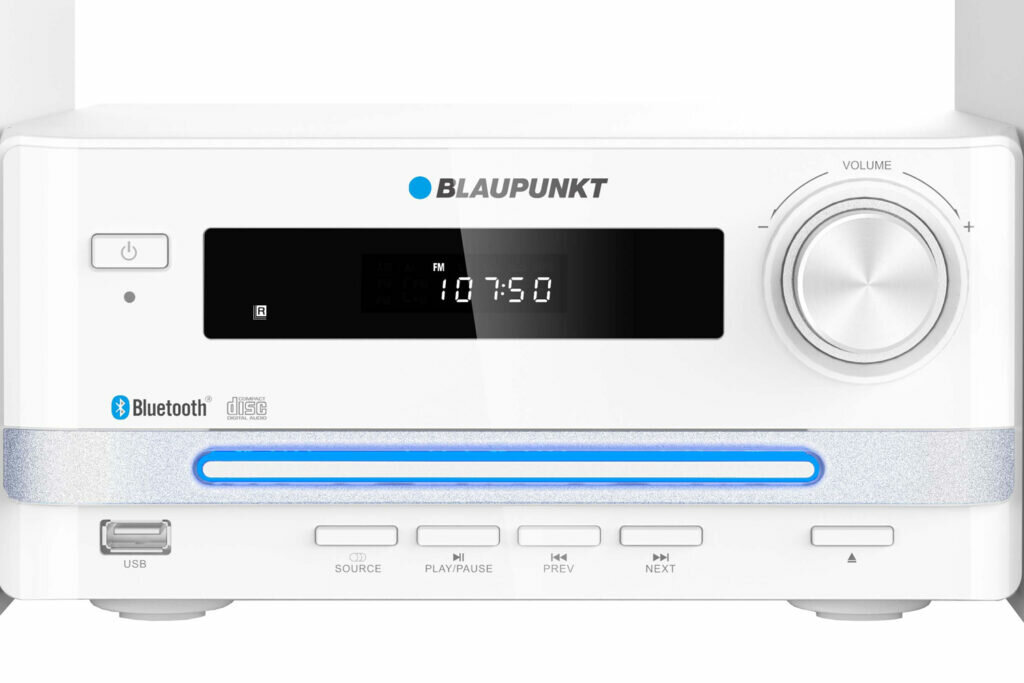 Wieża Blaupunkt MS16BT EDITION Bluetooth USB biała frontem wyświetlacz