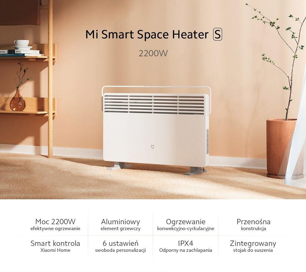 Grzejnik elektryczny Xiaomi Mi Smart Space Heater S 27574 widok na przód i bok grzejnika