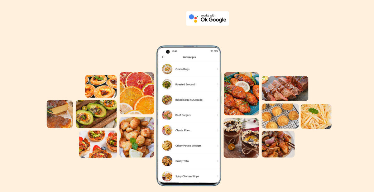 Frytkownica Xiaomi Mi Smart Air Fryer 3.5L aplikacja z przepisami, która współpracuje z Ok Google