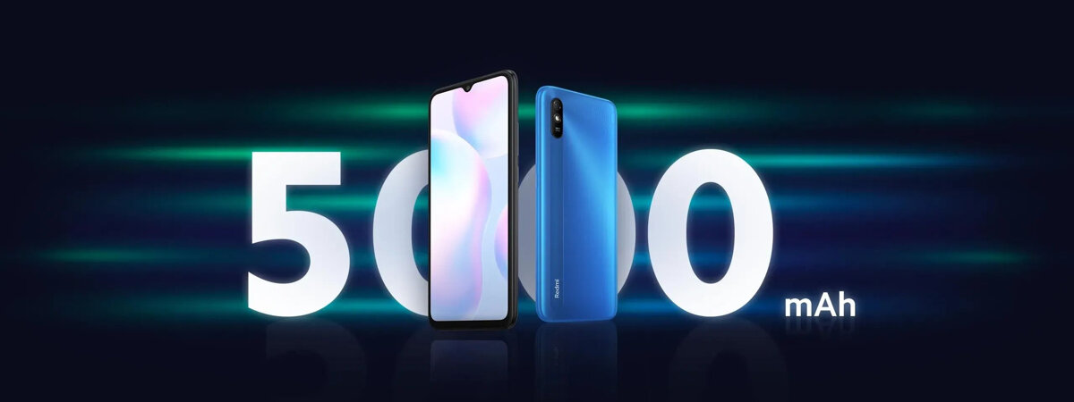 Smartfon Xiaomi Redmi 9A 2/32GB szary grafika podkreślająca atuty dużej baterii