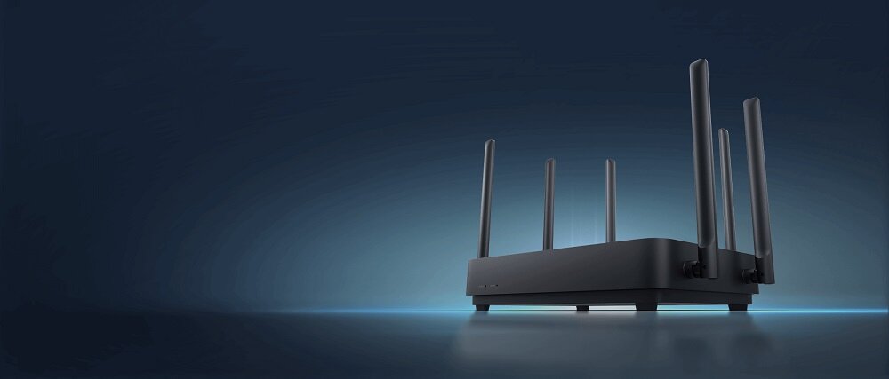 Router Xiaomi AX3200 35756 widok na router pod skosem w lewo