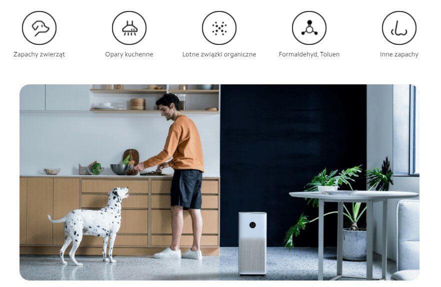 Oczyszczacz powietrza Xiaomi Smart Air Purifier 4 jakie nieprzyjemne zapachy usuwa 