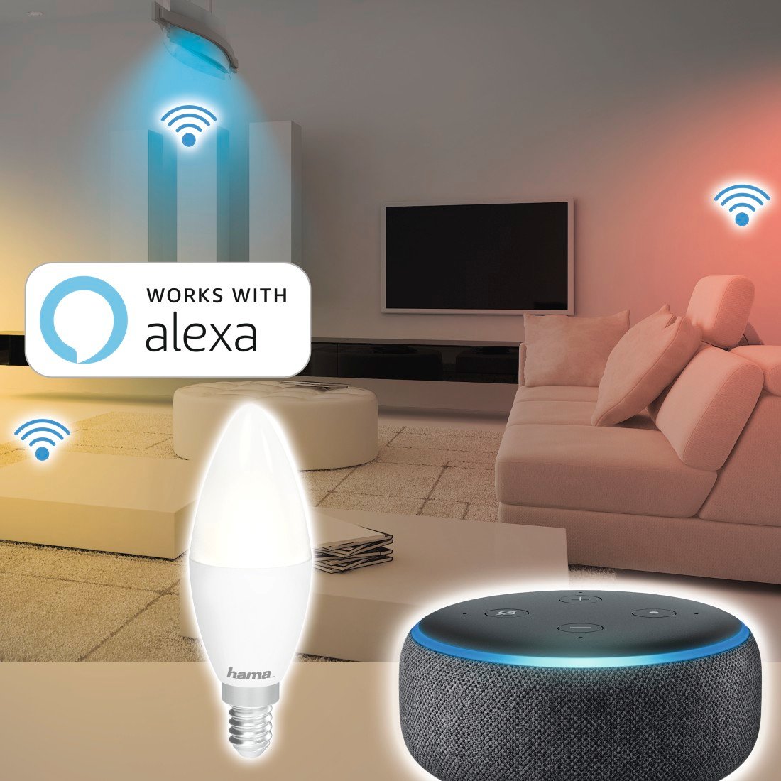 Żarówka LED HAMA WiFi E14 biała alexa