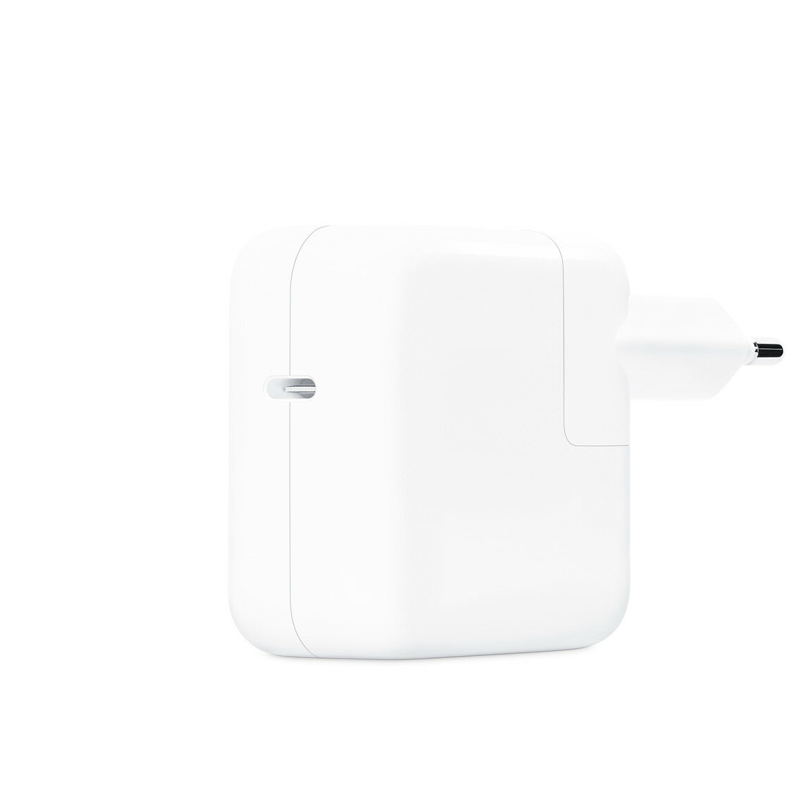 Zasilacz Apple MW2G3ZM/A 30W widok na zasilacz pod skosem z widocznym wejściem USB-C 