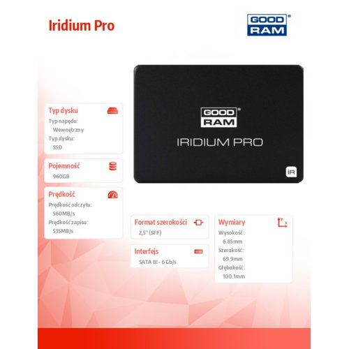 GOODRAM Iridium Pro 960GB SATA3 2,5 560/535MB/s