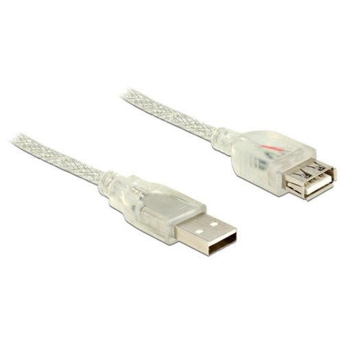 Delock KABEL USB 2.0 AM-AF 2m + Ferryt (przezroczysty)