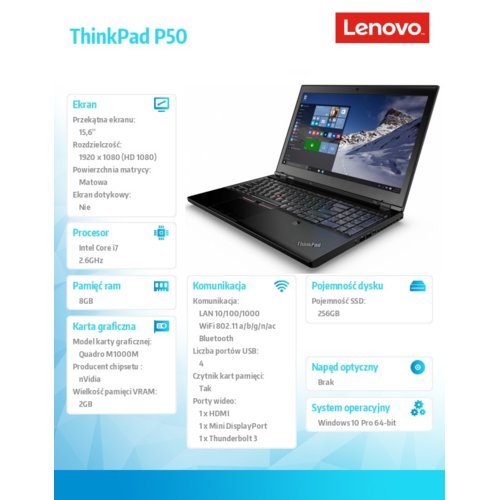 Laptop Lenovo ThinkPad P50 20EN0038PB