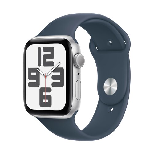 Smartwatch Apple Watch SE GPS 44mm srebrny aluminium + niebieski pasek S/M