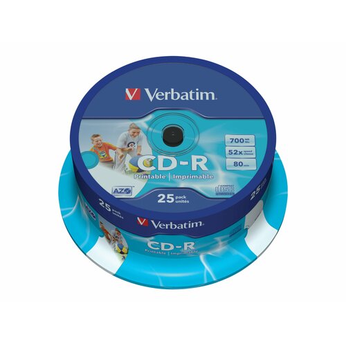 CD-R Verbatim 52x 700MB (Cake 25) WIDE PRINTABLE