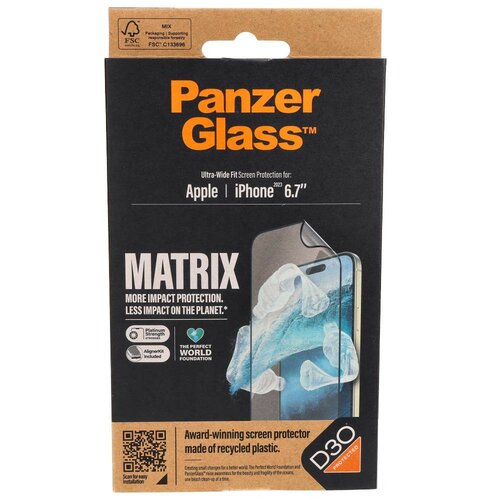 Szkło hybrydowe PanzerGlass Ultra-Wide Fit Matrix iPhone 15 Plus antybakteryjne