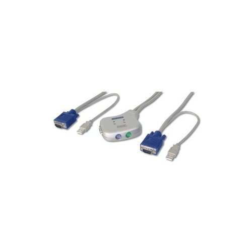 Digitus Mini przełącznik KVM - elektroniczny, 2PC, USB, 1920x1440, 1,2m