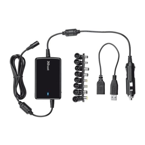 Trust 70W Thin Laptop & Phone Charger for car use - black