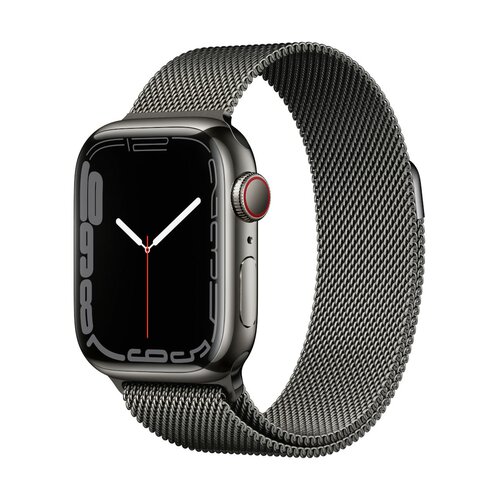 Apple Watch Series 7 GPS + Cellular, 45mm Graphite Stainless Steel Case with Graphite Milanese Loop