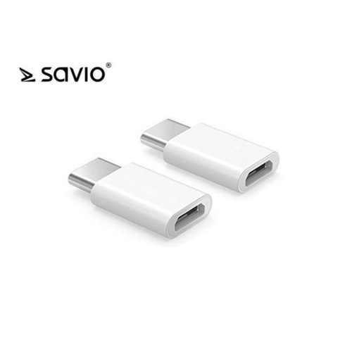 Adapter USB SAVIO AK-30/W Micro-USB 2.0 A/F - USB 3.1 C/M, biały