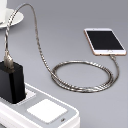 Maclean Kabel USB Lightning iPhone metalowy srebrny MCE191 - Quick & Fast Charge