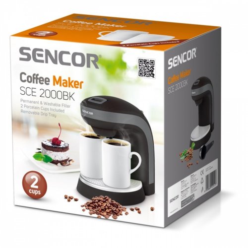 Sencor Ekspres przelewowy SCE 2000BK do kawy/herbaty,kubki porcelanowe GRATIS